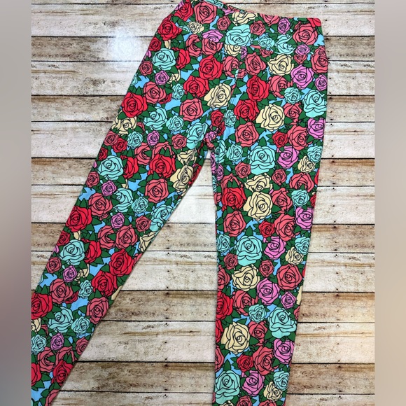 Red Pink Green Yellow Rose Blue Leggings (Tween 0-00 LuLaRoe LLR) - Picture 1 of 3